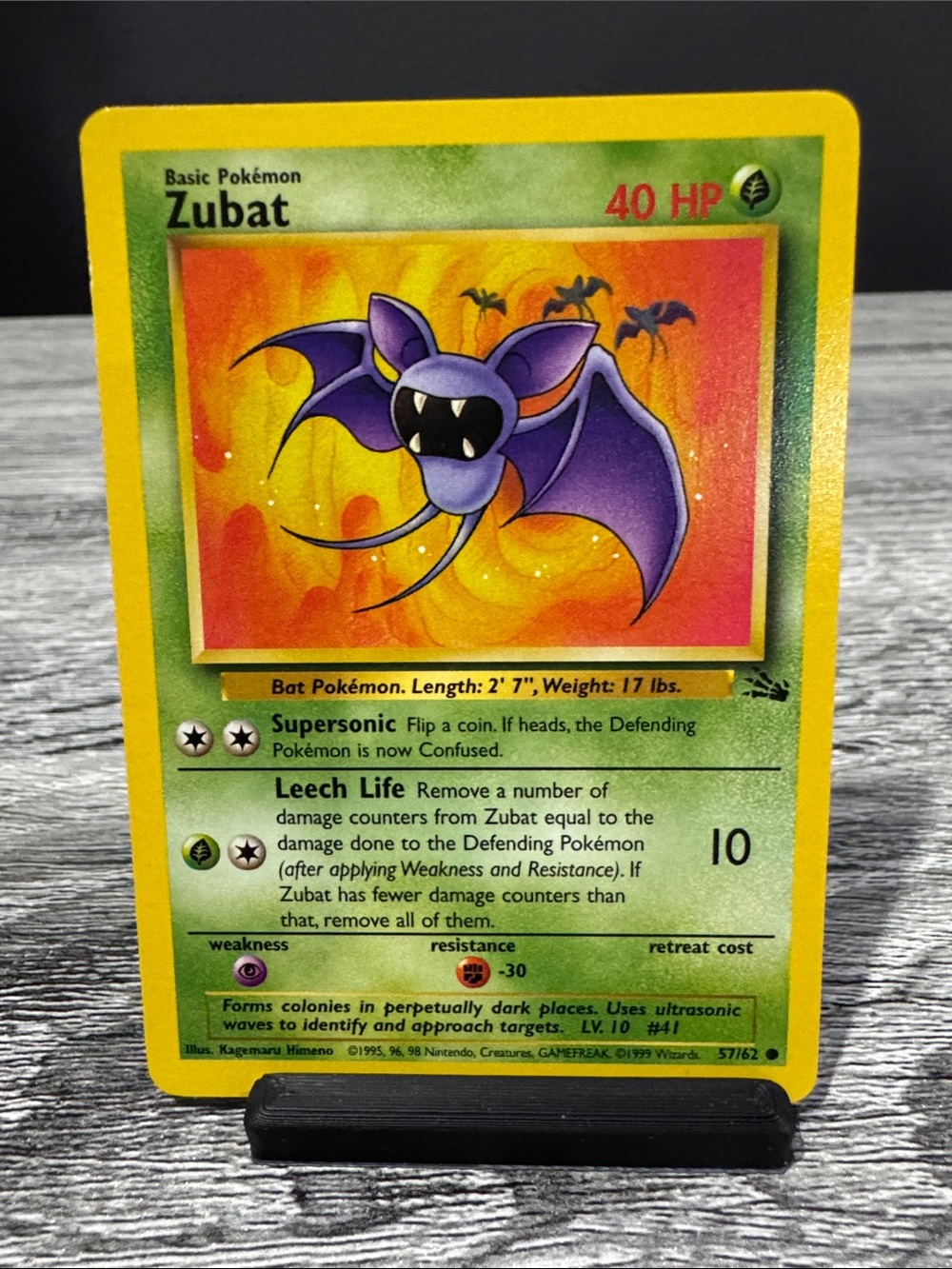 Pokémon | Fossil #57/62: Zubat (1999) - Vintage Collectible Trading Card